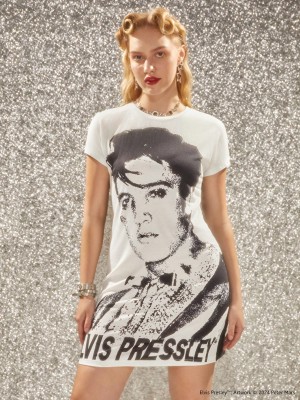 Dwukolorowa sukienka mini nadruk (S)