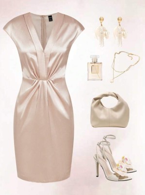 Satynowa sukienka zamek (M)