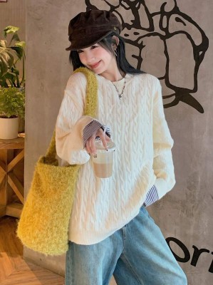Ecru luźny sweter (M)