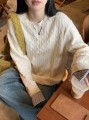 Ecru luźny sweter (M)