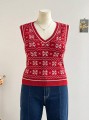 Czerwony sweter bez rękawów v neck (1XL)