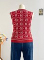 Czerwony sweter bez rękawów v neck (1XL)