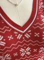 Czerwony sweter bez rękawów v neck (1XL)