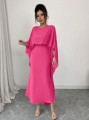Różowa sukienka cekinowa peleryna (XL)