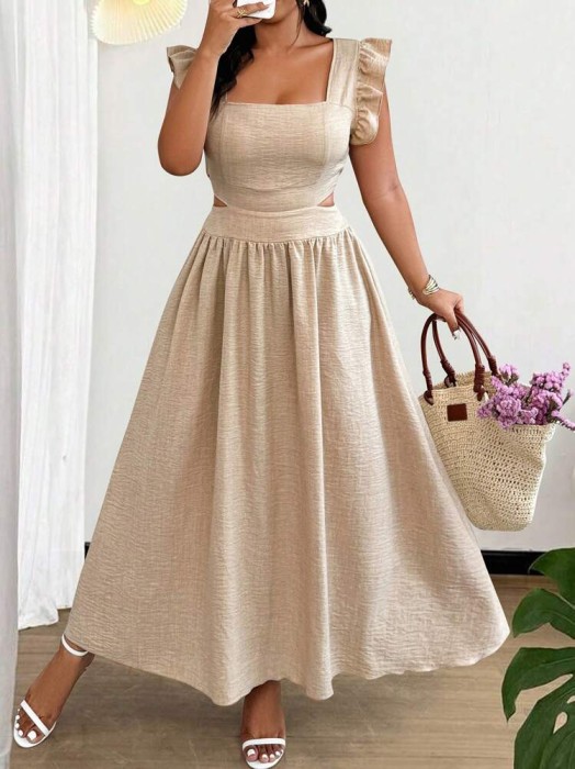 Beżowa sukienka cut out (2XL)