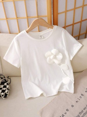 Biały t-shirt kwiat 3D (12L)