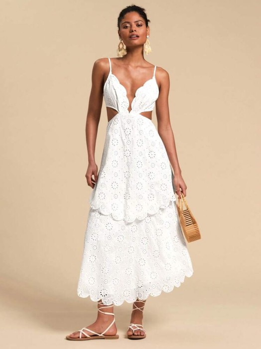 Biała sukienka cut out wzór (S)