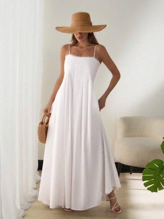 Biała sukienka maxi zamek (M)