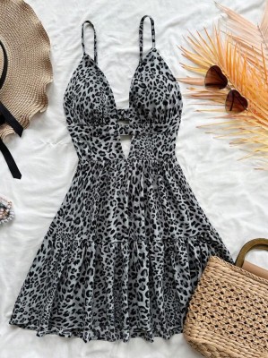 Szara sukienka wzór ramiączka (4XL)