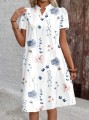 Biała sukienka wzór krótkie rękawy (4XL)