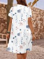 Biała sukienka wzór krótkie rękawy (4XL)