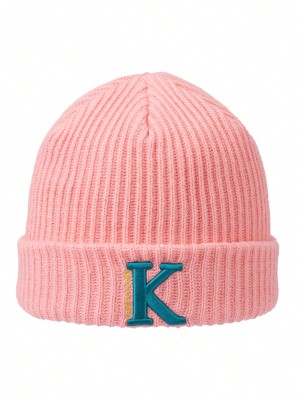 Różowa czapka beanie haft (3-8L)