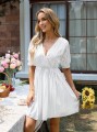 Biała sukienka mini hafty (XL)