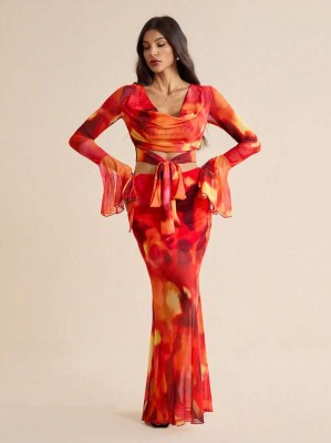 Wzorzysty komplet spódnica top (XL)