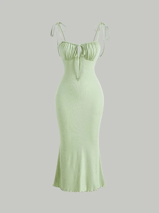 Zielona sukienka prążkowana (XS)