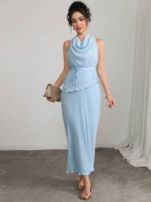 Niebieski plisowany komplet (XL)