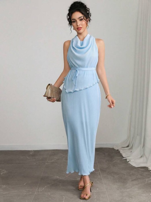 Niebieski plisowany komplet (XL)