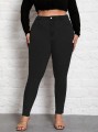 Czarne jeansy wysoki stan (0XL)