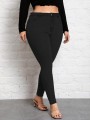 Czarne jeansy wysoki stan (0XL)