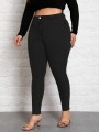 Czarne jeansy wysoki stan (0XL)