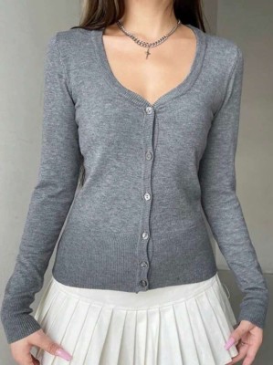 Szary kardigan guziki (S)