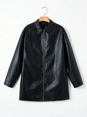 Dłuższa kurtka imitacja skóry (XS)