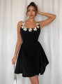 Czarna sukienka przypinki (L)