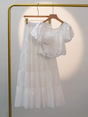 Biały komplet spódnica top (S)