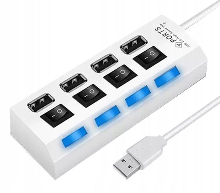 Biały hub USB 4 porty