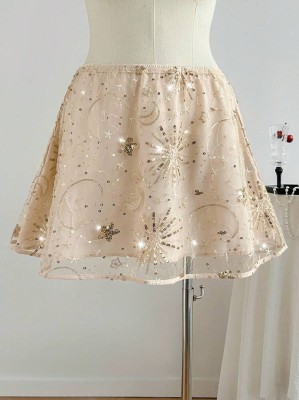Beżowa zdobiona spódnica (3XL)