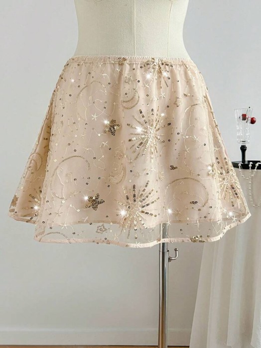 Beżowa zdobiona spódnica (3XL)