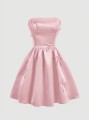 Różowa sukienka mini kokardy (M)