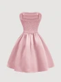 Różowa sukienka mini kokardy (M)