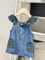 Niebieska jeansowa sukienka (6-9M)