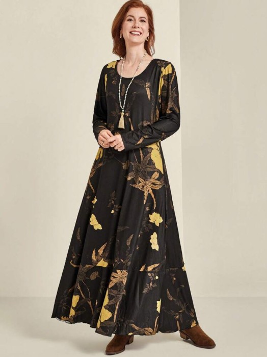 Czarna sukienka maxi wzór (3XL)