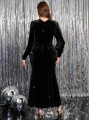 Czarna aksamitna sukienka maxi (3XL)