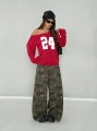 Czerwona luźna bluza nadruk (XL)