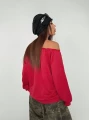 Czerwona luźna bluza nadruk (XL)