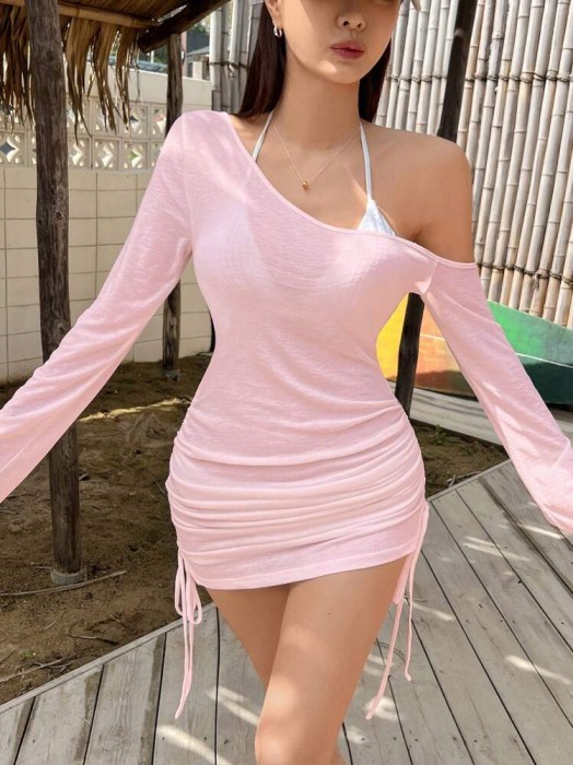 Różowa tunika plażowa (XL)