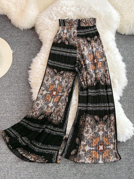 Plisowane proste spodnie wzór (M)