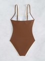 Brązowy jednoczęściowy strój kąpielowy (M)