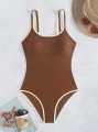 Brązowy jednoczęściowy strój kąpielowy (M)