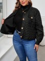 Czarna pikowana kurtka guziki (1XL)
