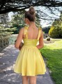 Żółta satynowa sukienka ramiączka (L)