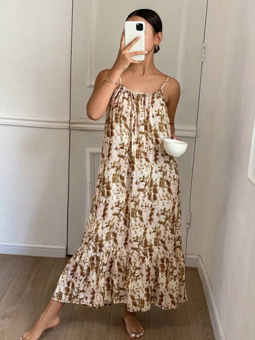 Kolorowa sukienka midi wzór (XL)