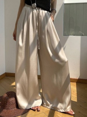 Beżowe satynowe spodnie (L)