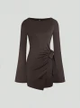 Brązowa asymetryczna sukienka (S)