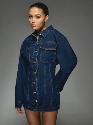 Granatowa jeansowa sukienka (M)