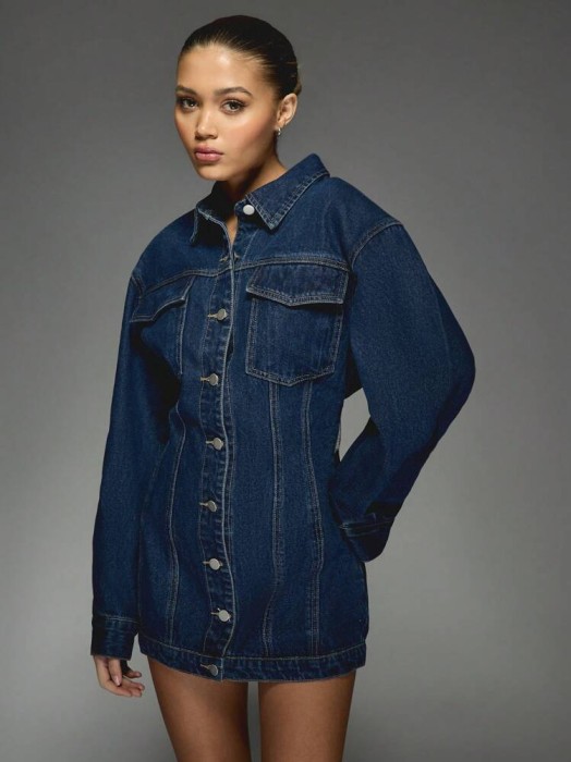 Granatowa jeansowa sukienka (M)