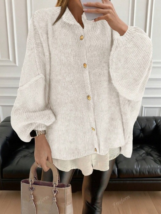 Śmietanowy pleciony kardigan guziki (XS)